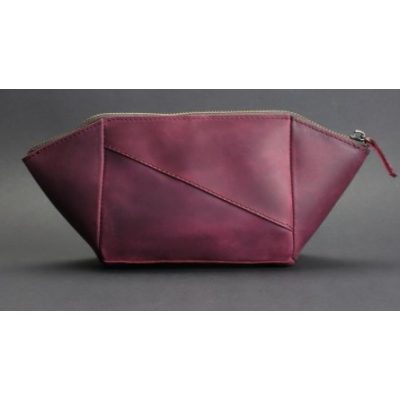 Косметичка Кожаная BURGUNDY Crazy Horse