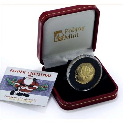 Подарочная золотая монета Father Christmas Dog Cat Cartoons Подарочная золотая монета Father Christmas Dog Cat Cartoons